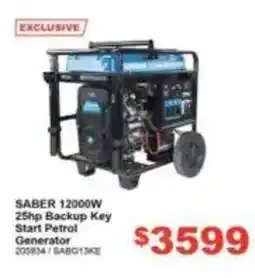 Total Tools Saber 12000W 25hp Backup Key Start Petrol Generator offer