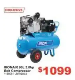 Total Tools Ironair 90L 3.0hp Belt Compressor offer