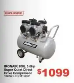 Total Tools Ironair 100L 3.0hp Super Quiet Direct Drive Compressor offer