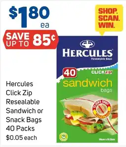 Foodland Hercules Click Zip Resealable Sandwich or Snack Bags offer