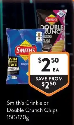 Foodworks Smith's Crinkle or Double Crunch Chips offer