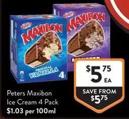 Foodworks Peters Maxibon Ice Cream offer