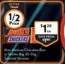 Foodworks Mars Medium Chocolate Bars offer