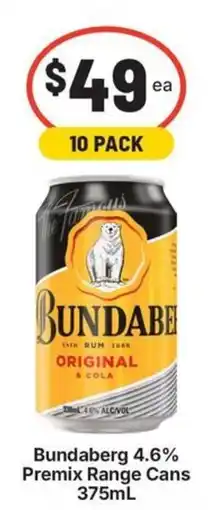 IGA Liquor Bundaberg Premix Range Cans offer
