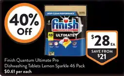 Foodworks Finish Quantum Ultimate Pro Dishwashing Tablets offer