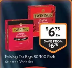 Foodworks Twinings Tea Bags Selected Varieties offer