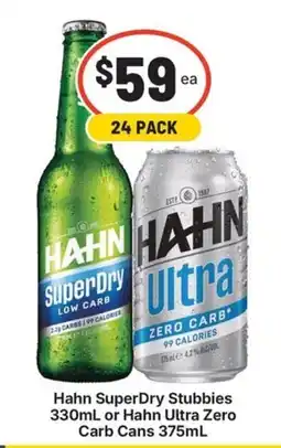 IGA Liquor Hahn SuperDry Stubbies offer