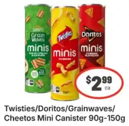 IGA Twisties/Doritos/Grainwaves/Cheetos Mini Canister offer