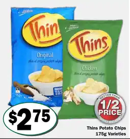 Friendly Grocer Thins Potato Chips Varieties offer
