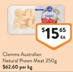 Foodworks Clamms Australian Natural Prawn Meat offer