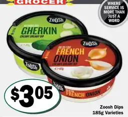 Friendly Grocer Zoosh Dips Varieties offer