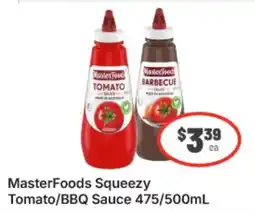 IGA MasterFoods Squeezey Tomato/BBQ Sauce offer