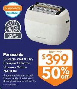 Shaver Shop Panasonic 5-Blade Wet & Dry Compact Electric Shaver - White NAGORI offer