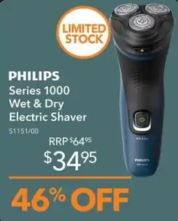 Shaver Shop Philips Series 1000 Wet & Dry Electric Shaver offer