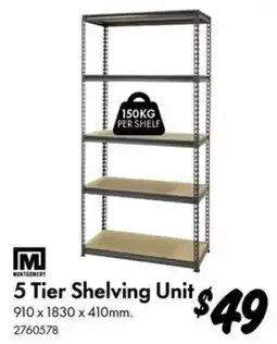 Bunnings Montgomery 5 Tier Shelving Unit offer