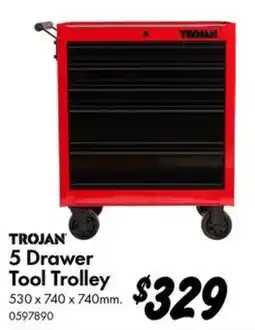 Bunnings Trojan 5 Drawer Tool Trolley offer