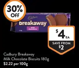 Foodworks Cadbury Breakaway Milk Chocolate Biscuits offer