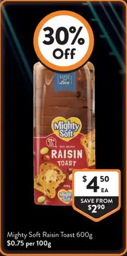 Foodworks Mighty Soft Raisin Toast offer