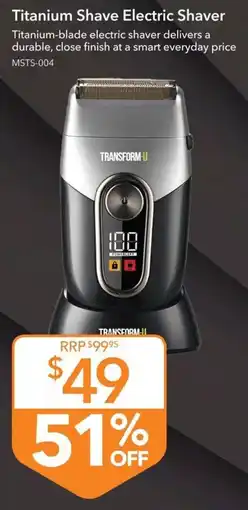 Shaver Shop Transform-U Titanium Shave Electric Shaver offer