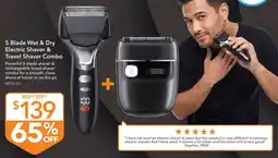 Shaver Shop Transform-U 5 Blade Wet & Dry Electric Shaver & Travel Shaver Combo offer