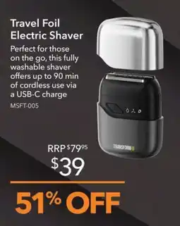 Shaver Shop Transform-U Travel Foil Electric Shaver offer