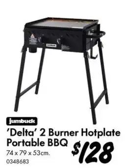Bunnings jumbuck 'Delta' 2 Burner Hotplate Portable BBQ offer