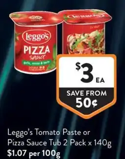 Foodworks Leggo's Tomato Paste or Pizza Sauce Tub offer