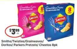IGA Smiths/Twisties/Grainwaves/Doritos/Parkers Pretzels/Cheetos 8pk offer