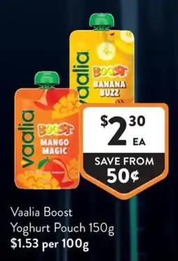 Foodworks Vaalia Boost Yoghurt Pouch offer