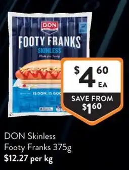 Foodworks DON Skinless Footy Franks offer