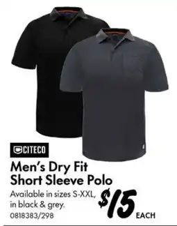 Bunnings Citeco Men's Dry Fit Short Sleeve Polo offer