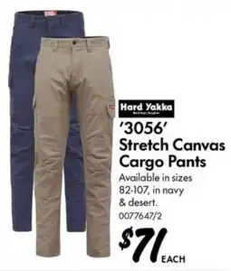 Bunnings Hard Yakka '3056' Stretch Canvas Cargo Pants offer