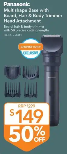Shaver Shop Panasonic Multishape Base with Beard, Hair & Body Trimmer Head Attachment offer