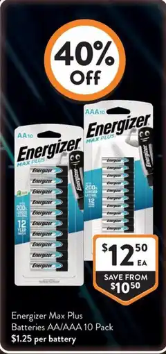 Foodworks Energizer Max Plus Batteries AA/AAA 10 Pack offer