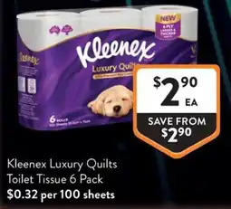 Foodworks Kleenex Luxury Quilts Toilet Tissue offer