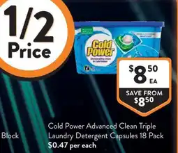 Foodworks Cold Power Advanced Clean Triple Laundry Detergent Capsules offer
