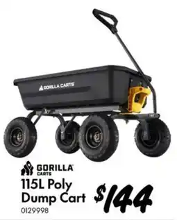 Bunnings Gorilla Carts 115L Poly Dump Cart offer