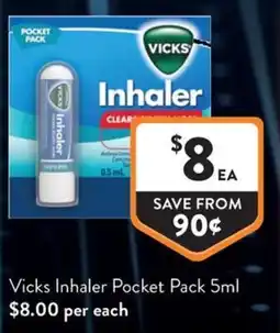 Foodworks Vicks Inhaler Pocket Pack offer
