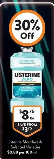 Foodworks Listerine Mouthwash 1L Selected Varieties offer