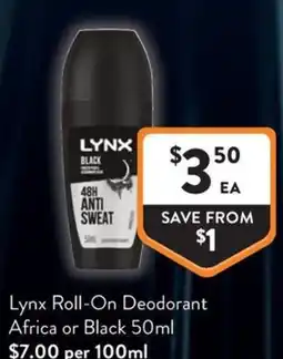 Foodworks Lynx Roll-On Deodorant offer