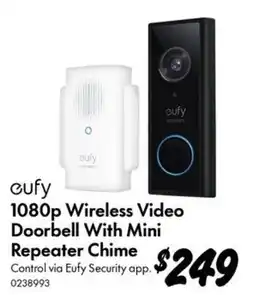 Bunnings eufy 1080p Wireless Video Doorbell With Mini Repeater Chime offer