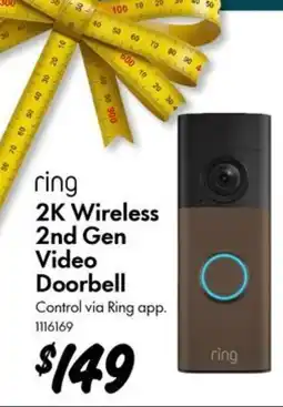Bunnings ring 2K Wireless 2nd Gen Video Doorbell offer