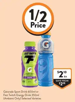 Foodworks Gatorade Sport Drink or Fast Twitch Energy Drink offer
