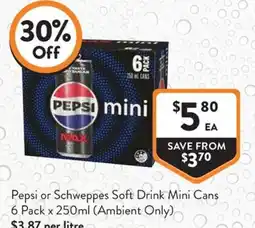 Foodworks Pepsi Max Soft Drink Mini Cans offer