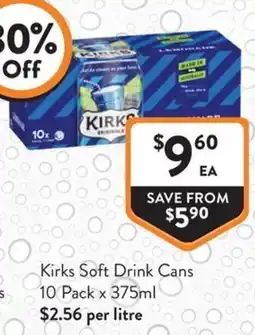 Foodworks Kirks Soft Drink Cans offer