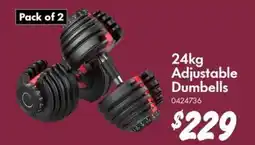 Bunnings 24kg Adjustable Dumbbells offer