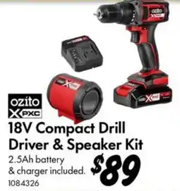 Bunnings Ozito XpXc 18V Compact Drill Driver & Speaker Kit offer
