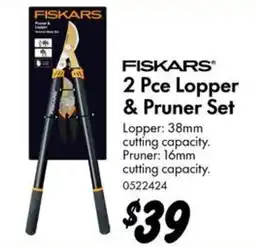 Bunnings Fiskars 2 Pce Lopper & Pruner Set offer