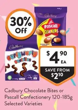 Foodworks Cadbury Chocolate Bites or Pascall Confectionery offer