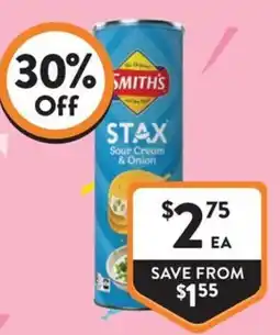 Foodworks Smith's Stax Sour Cream & Onion offer